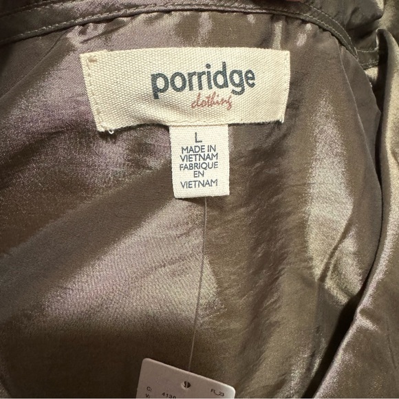 Anthro Porridge Short-Sleeve Collared Taffetta Mini Dress Slate Green Large New - Picture 4 of 7